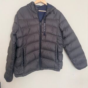 Nautica Black Hooded Jacket Size Large